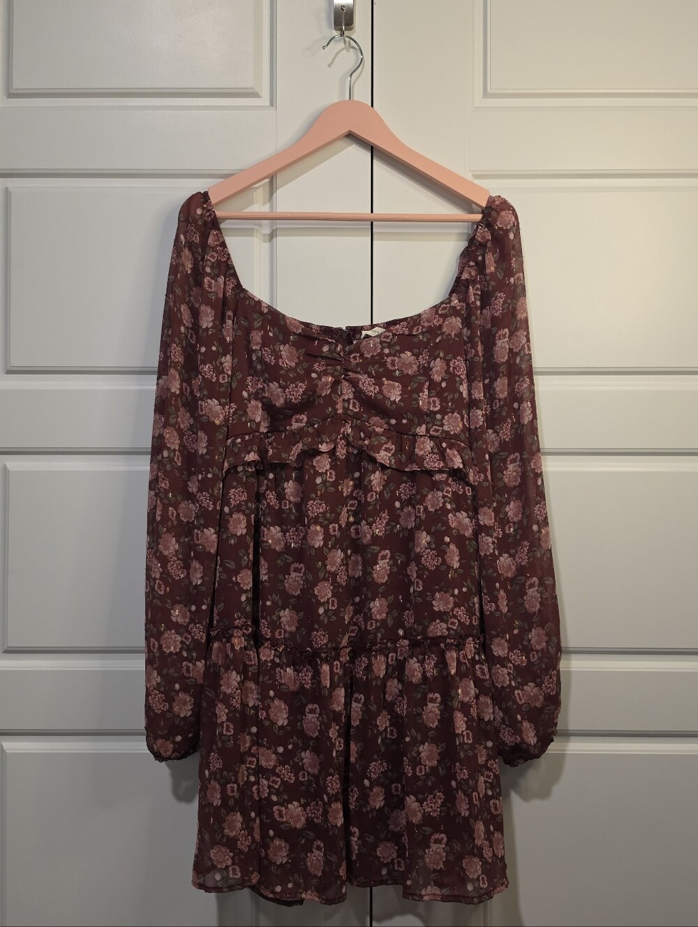 Altar'd State Burgundy Floral Dress size Large
